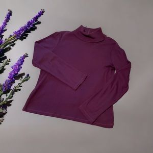 Rafaela Purple Cotton Turtleneck Blouse